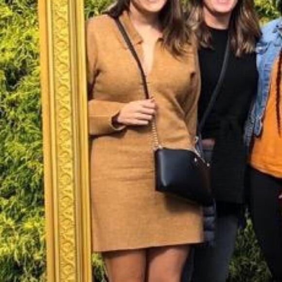 Abercrombie Women's Collared Easy Mini Sweater Dress Tan Brown Small - Picture 2 of 2